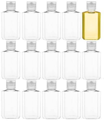 QOCUILC 20 pièces Flacons de Voyage 25ml en Plastique Transparent, Bouteilles Rechargeables, Idéales pour Cosmétiques, Lotion, Shampoing, Gel Douche et Démaquillant