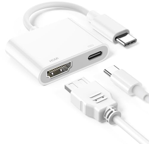 USB C auf HDMI, 100W USBC HDMI Adapter 2-in-1 Hub für iPhone 16/15 Pro Max/iPad, Samsung Galaxy S24 S23 S22 S21 S20 Plus Ultra/Tablet/Laptop/TV/Monitor/Projektor 4K Video und Audio Digital AV Adapter