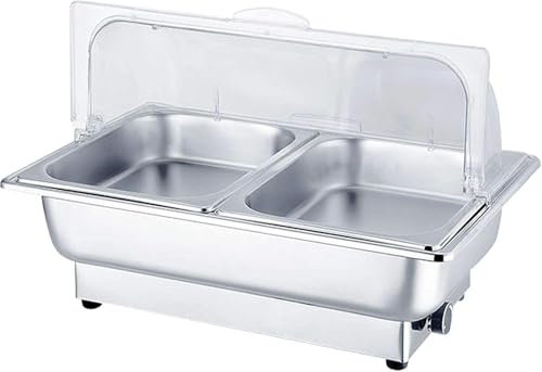 Scaldavivande da 9 Litri, Scaldavivande e Servitori per Buffet in Acciaio Inossidabile con Coperchio in PC, Scaldavivande Elettrico per Catering per Buffet, Banchetti, Ideale per Mantenere il Cibo