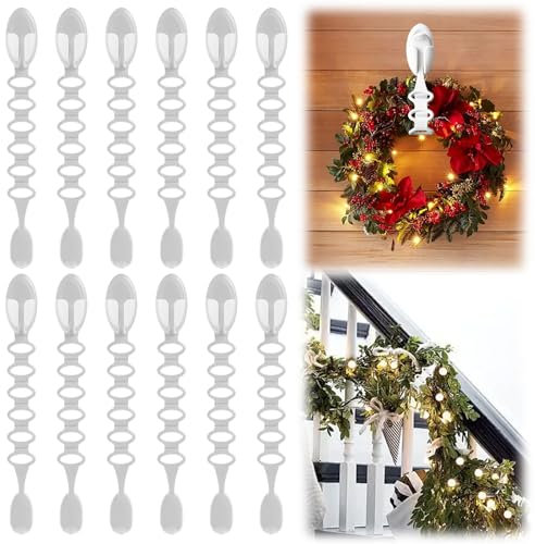 Yarteim Weihnachtsgirlanden Aufhänger, Einziehbar Silikon Girlande Binden Girlande Haken Kamin weihnachtsstrumpf Halter, Wiederverwendbar Girlandenbänder, Türkranzhalter für Treppengeländer