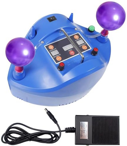 Bomba eléctrica para inflar globos, bomba de aire para inflar, control cuantitativo y de sincronización inteligente, inflado de doble orificio, interruptor de pie, con bolsa de almacenamiento, para