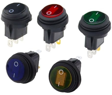 Bouton étanche avec interrupteur à bascule lumineux 12V 220V, ouverture de 20MM, rond en forme de bateau, 3 broches, interrupteurs à pointe argentée, 1 pièce(Blue,220V)