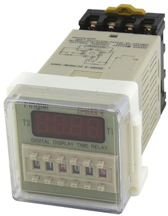 AIRUIXI Relé Temporizador Relé de Tiempo de Ciclo de repetición DH48S-S-2Z con Temporizador de retardo de la Serie DH48S CA 220 V 110 V CA/CC 24 V 12 V con Base(12VAC DC)