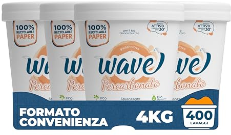 Wave Washing Percarbonato - Sbiancante Naturale - 100% PLASTIC FREE - 4 kg - 400 lavaggi