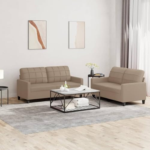 Snsowed 2-TLG. Sofagarnitur mit Kissen Cappuccino-Braun Kunstleder, Sofa Mit Relaxfunktion, Couchgarnitur, Wohnzimmer Sofa, Couch, Sofa Set 3201362