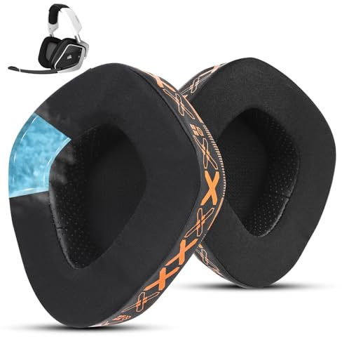 Wzsipod Cooling-Gel Coussinets pour Corsair Void Pro/Elite/RGB/SE/USB/Void v2/Wireless - Confort Frais et Amélioré, Compatible avec Void Pro RGB, Void Elite RGB, Void Surround (Noir/Orange)