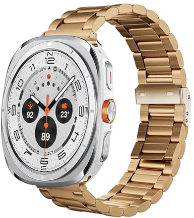 Kompatibelt med Galaxy Watch Ultra 47mm armband i rostfritt stål for Galaxy Watch Ultra 47mm Länkarmband damarmband(Rose golden)