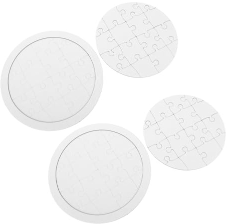 SOPOTUTU 4 Stück Kinder Puzzle Selbstgemacht Aus Glattkaschiertem Karton Rund Blanko Puzzle Zum Selbstgestalten Malpuzzle Für Feinmotorik Fördern Spielzeug