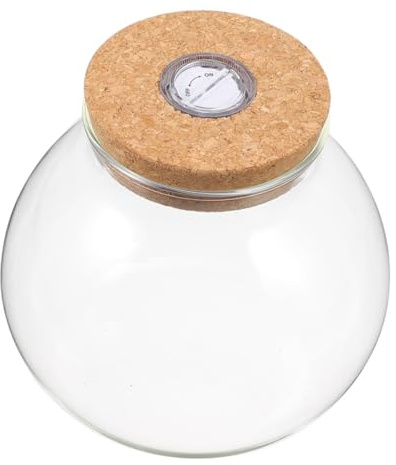 WEKADRIN Glas Hydroponik Vase mit LED Licht Rundes Terrarium mit Korkdeckel Klarglas Pflanzgefäß für Zimmerpflanzen Desktop Vermehrungsstation Dekoflasche Beleuchtung für Blumen und