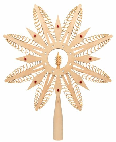 Christbaumspitze Holzstern 21 cm Baum Stern Weihnachtsdeko Erzgebirge Handarbeit Holzkunst Buettner