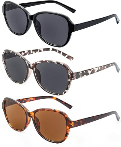 JOLISU 3er-Pack Lesesonnenbrillen für Damen, Sonnenlesebrillen mit Federscharnier, Outdoor-Sonnenbrillen mit UV400-Schutz