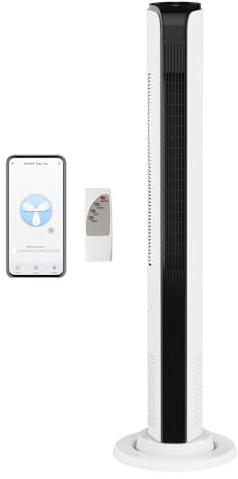 ROVSUN 42 Inch Oscillating Tower Fan with Remote Control - 24ft/s Velocity Electric Cooling Fan - 60° Oscillation, 12H Timer, 3 Speeds and Moods, LED Touch Display, Bladeless for Bedroom