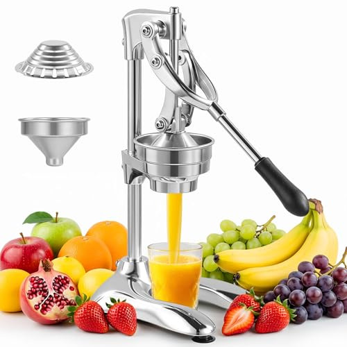 Saftpresse Manuell, Orangenpresse Handpresse, Leicht zu Reinigende Zitruspresse mit Konischer & Flacher, Cast Iron Juicer, Manual Entsafter für Orange, Zitrone und Obst
