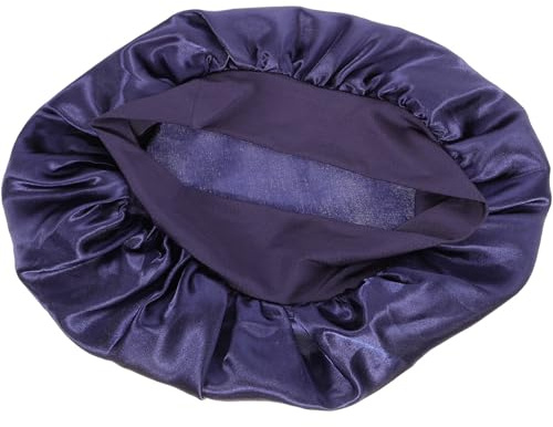 POPETPOP Cuffia da Notte in Raso Blu per Donna, Cappello Elastico Riutilizzabile che Protegge Letto da Oli e Chioma, per Lavare Viso le Faccende Domestiche