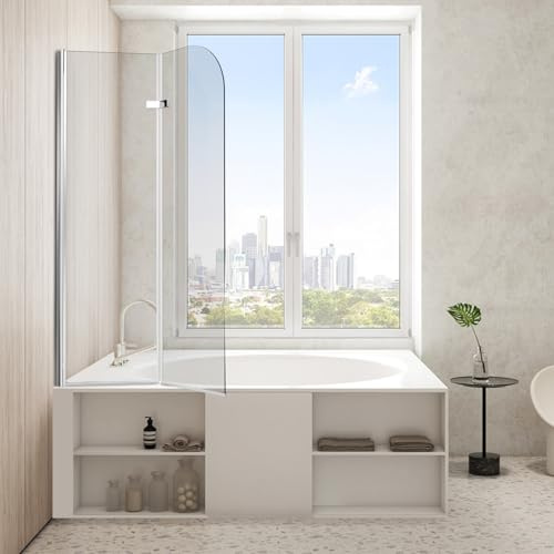 ISOISL Duschwand für Badewanne 120x140 cm, beidseitiges Nano