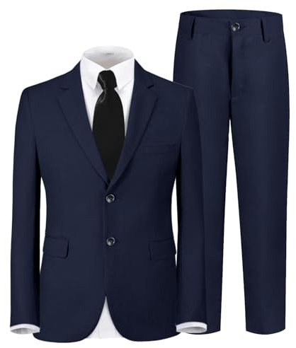 Boy Suits Navy Tuxedo Sets Blazer Pants Shirt with Tie Kids Outfit for Wedding Size 14