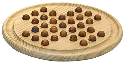 Jeujura Solitär: Spielbaum und Spielsteine aus Holz, Mindestalter: 3 Jahre, 66420 | Rundes Tablett, Ø 29 cm – Spielsteine aus Holz – Denk- und Strategiespiel – 32 Kugeln aus Holz – Der Spielbaum