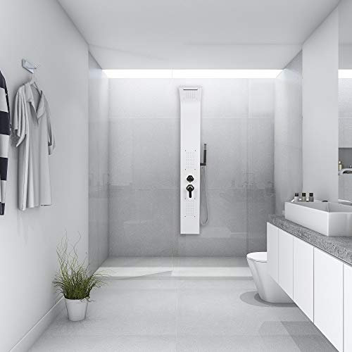 Badewannen- & Duschsysteme,Wasserfalldusche,Regendusche, Handbrause,Duschset,Duscharmatur,Badezimmer,Edelstahl Badezimmer Duschleische Massage-Düse,Duschpaneel Weiß
