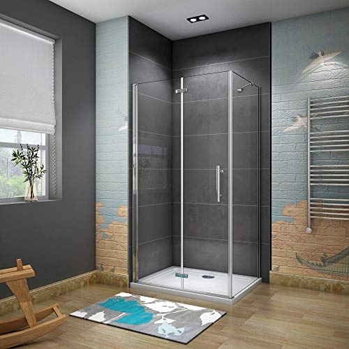Box Doccia 100x80x185cm Pieghevole Laterale Fissa 6mm Vetro e Barra | Anticalcare, Vetro Temperato, Cromato Lucido Telaio