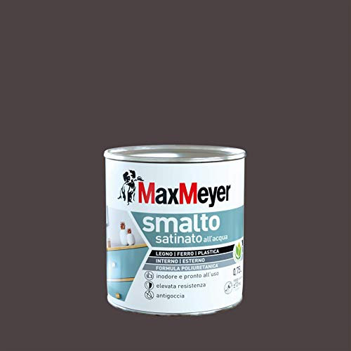 Maxmeyer Smalto All'Acqua Poliuretanico Satinato Marrone 0,75 L