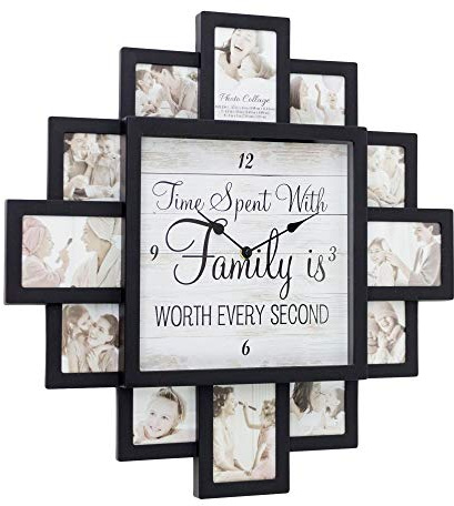 Unknown1 Black Worth Every Second Picture Frame Collage Wall Clock Plastic