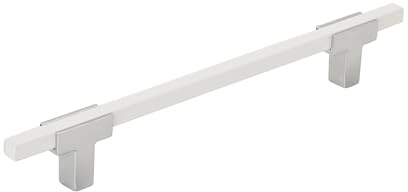 Amerock | Cabinet Pull | Polished Chrome/White | 6-5/16 inch (160 mm) Center to Center | Urbanite | 1 Pack | Drawer Pull | Drawer Handle | Cabinet Hardware