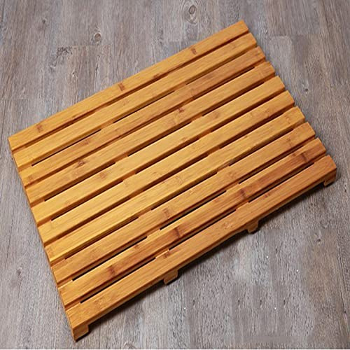 KDDFN Tapis de Bain en Bambou,Tapis de Bain en Caillebotis Rectangulaire de Luxe en Bambou,Tapis de Bain en Bambou Duckboard,Spa et Sauna,pour Un Rangement Facile (55x55cm/22x22in)