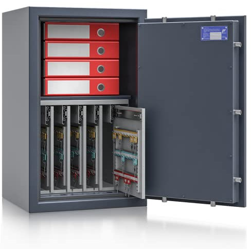 Secureo SafeHero Schlüsseltresor/Schlüsselsafe für 280 Schlüssel Osprey Key 5-B | Klasse 1 EN 1143-1 | Elektronisches Zahlenschloss | 5 ausziehbare Wände + 1 Fachboden | 800x500x420 mm (HxBxT)