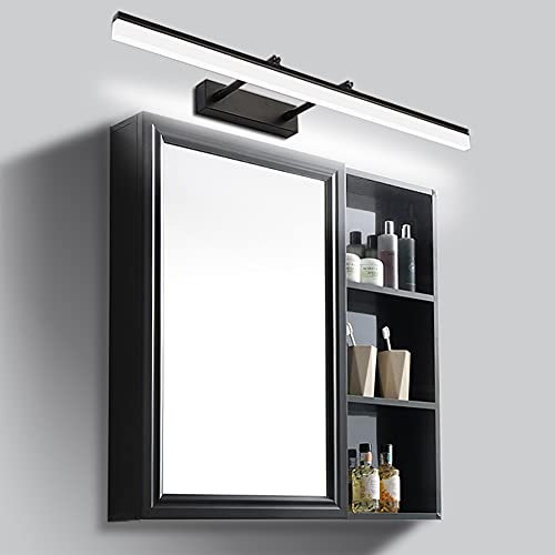 Quevia-Eletro Wandleuchte Schwarz LED Spiegelleuchte Metall Acryl 9W 6000K Spiegelampe Drehbares Wasserdichte Badezimmerleuchte für Arbeitszimmer Bad Leselicht Studie Bilderlampe Eingang Leselicht