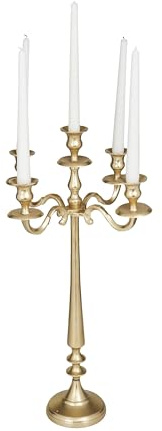 Deco 79 Aluminum Metal Tapered 5 Plate Candelabra, 13 x 13 x 24, Gold