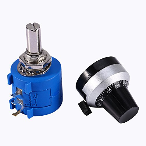 Jadeshay Potenziometro, Resistenza Variabile con Potenziometro Potenziometro di Precisione a Filo Rotante 10 Giri + Manopola 3590s-2-103l per Lavori in Fabbrica a Casa