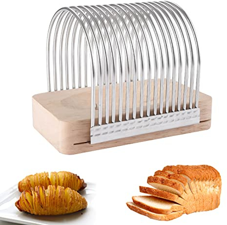 Hasselback Potato Slicer, Potato Slicing Tool Vegetable Cutter, Fixed Stainless Steel Food Slicer, Tomato Onion Meat Slicer Anti-Cutting Hand Steel Knife Kitchen