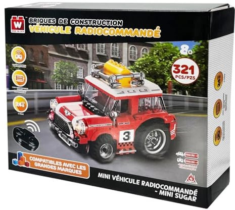 W WISE BLOCK Kleine Bauklötze baubar Ferngesteuertes Notfallfahrzeug STEM-Bauspielzeug für Kinder ab 8 Jahren (321 Stück), Rot