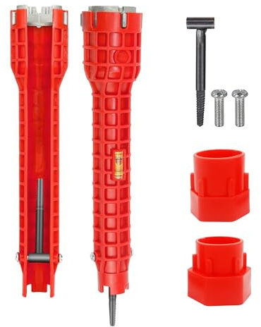 8 in 1 Faucet Wrench Tool Set, Water Pipe Wrench with Grip, Tap Spanner for Tight Space, Multi-Functional Tap Spanner Set with Stripping Attachments for Sink, Bathroom and Kitchen Plumbing Repair