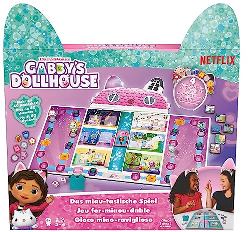Spin Master Games Gabby's Dollhouse, Das MIAU-tastisches Spiel - Brettspiel zur beliebten Vorschulserie auf Netflix, für 2-4 Spieler, ideal für Kinder ab 4 Jahren