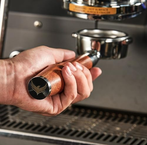 KNODOS Bodenloser Siebträger 58 mm für E61-Gruppenkopf passend für Quick Mill, ECM, Rocket, Bezzera, Lelit, Profitec, Expobar, Flair 58 – Griff aus Palisander mit Doppelschusskorb