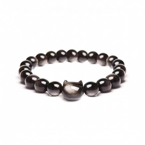 Money Attraction Cat Bracelet - Black Obsidian Women Bracelets -Wealth Prosperity Abundance Stone Bead Bracelet, Entrepreneur Business Luck Beaded Bracelets,Spiritual Mood Energy Cute Protection Stretch Bracelet,Health Good Luck Feng Shui Bracelets For Women Gifts For Women