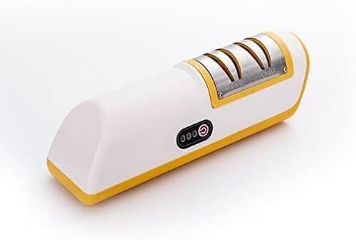 MAHWER Afilador de Cuchillos, Afilador de Cuchillos eléctrico Recargable USB Afilador Profesional Piedra Amoladora de Cuchillos automática Afiladores rápidos eléctricos de Cocina (Color : Yellow)