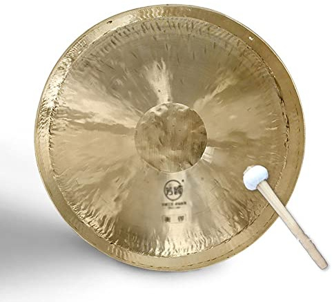 Gong de latón hecho a mano de 30 cm, platillo, instrumento de percusión de ópera de iglesia con tambor redondo(Color:35cm,Size:)