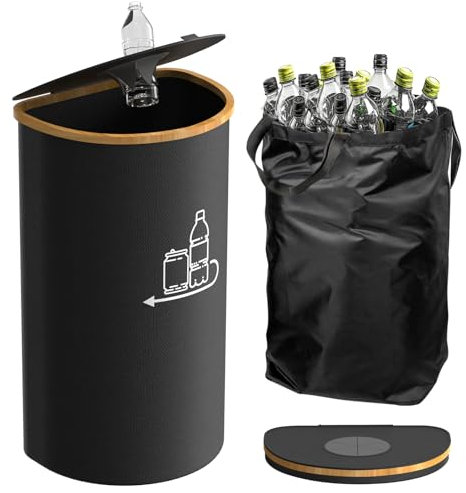 MidingChai 100L Pfandflaschen Sammelbehälter mit Deckel，Groß Pfandflaschen Behälter ，Leergut Sammelbehälter&Altglas Aufbewahrung，Pfandsammelbehälter，Geschenkpapier Aufbewahrung