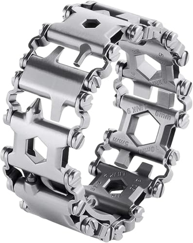 SINGEAR Correa de acero inoxidable para hombre compatible con LEATHERMAN TREAD y correa de reloj 29 en 1 para supervivencia, senderismo, camping, viajes, herramienta multifunción, fit Apple Watch 44