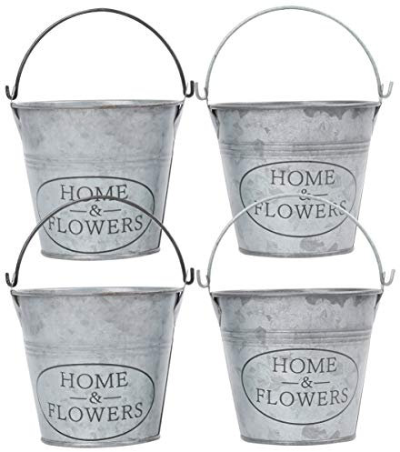 4pcs Metal Flower Bucket Vase Easter Gift Basket Vintage Milk Can Planter Rustic Farmhouse Plant Pot Flower Arrangement Centerpiece for Home Office Decoration pot