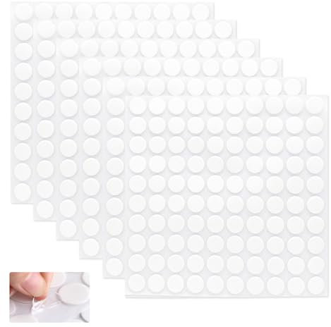 600 PCS Double Sided Adhesive Dots, Removable Transparent Mounting Putty No Trace Sticky Pads, Round Sticky Glue Dots for Balloons Photos Wall Posters DIY Art Office Home Party Decorations (10mm)