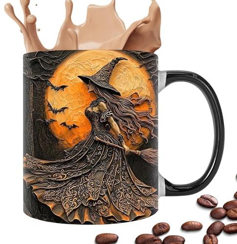 Generic Tazza da caffè da 350 ml - Tazza da caffè da strega di Halloween, ceramica, caffè/te, tazza da caffè, donna, Halloween