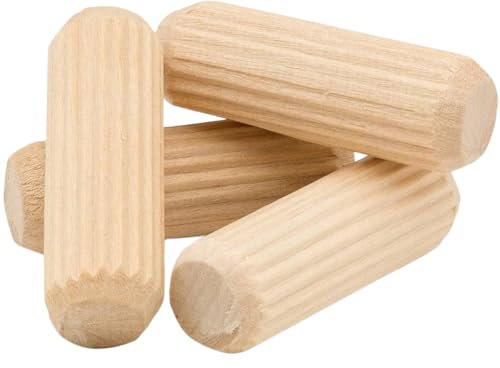 ARMLAZER 150 Tasselli in Legno di Faggio 12 x 30 mm, Bastoncini di Faggio, Scanalate in Legno, Perni di Legno Duro Perno Scanalato, Spine Legno per Progetti di Artigianato di Mobili e Fai Da Te