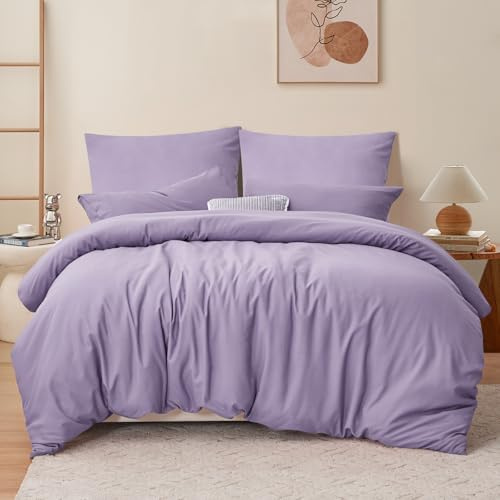 RUIKASI Ropa de cama de 220 x 240 cm, lavanda, 3 piezas, color morado, microfibra Öko-Tex, fundas nórdicas de 220 x 240 cm y 2 fundas de almohada de 80 x 80 cm con cremallera, suave y no necesita