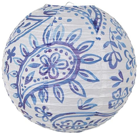 Logbuch-Verlag Farolillo de papel azul blanco decoración marítima para colgar jardín farolillo de papel 30 x 30 x 30 cm