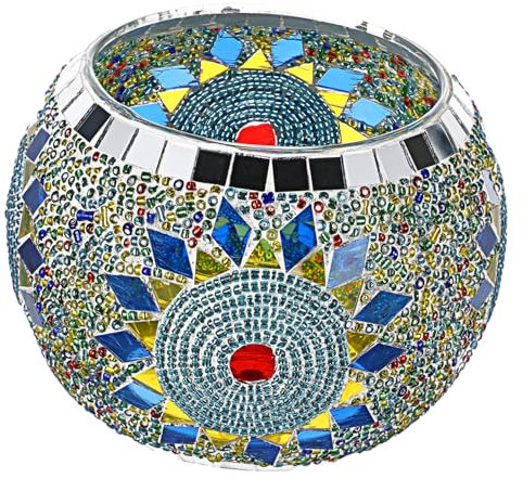 MAGICLULU Kerzenhalter Aus Glas Kandelaber Kerzenhalter Silberne Mosaik-teelichthalter Led Flammenlose Kerzen Flackern Silber Kerzenständer Lampe Kerzengläser