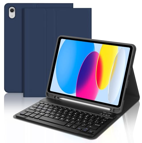 FOGARI Teclado para iPad A16 11ª Generación 2025/10ª Generación 10.9 2022, Funda con Español Ñ Teclado Bluetooth para iPad 11/10 Generacion A16 2025, Azul