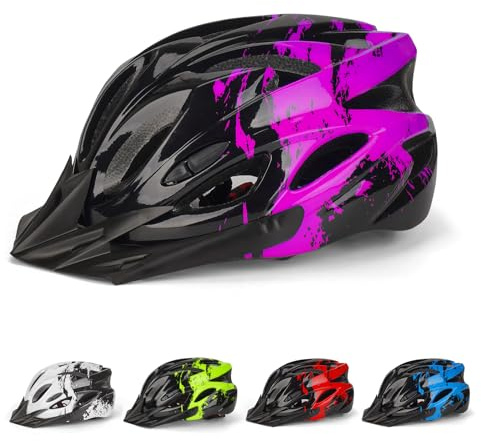 Fahrradhelm Kinder, Verstellbarer Kinderhelm für Jungen und Mädchen im Alter von 3–15 Jahren, Multisport-Kinderhelm (50–59cm), Sicherheitshelm für Fahrrad, Roller, Skating (Purple, M：54-59cm)